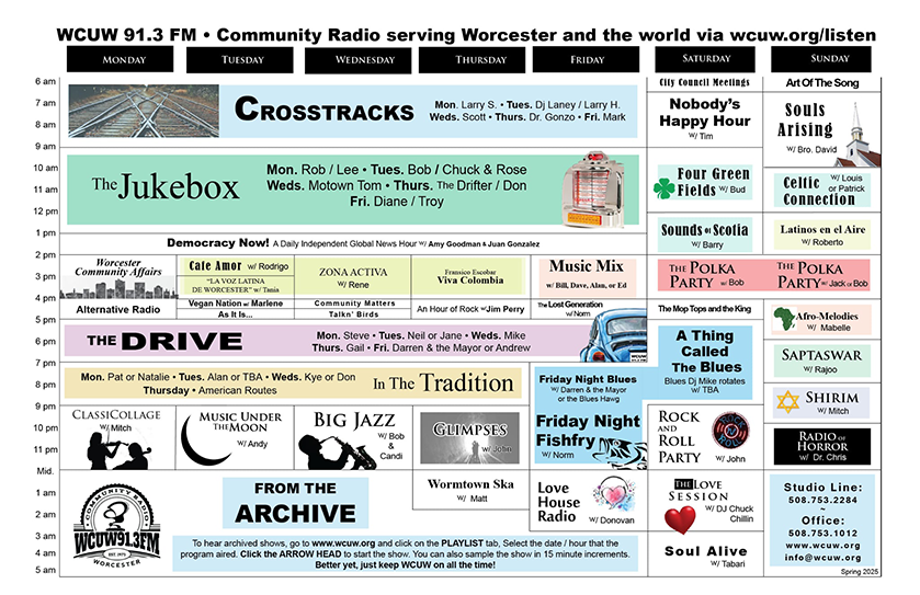 WCUW program schedule as of 05/20/25